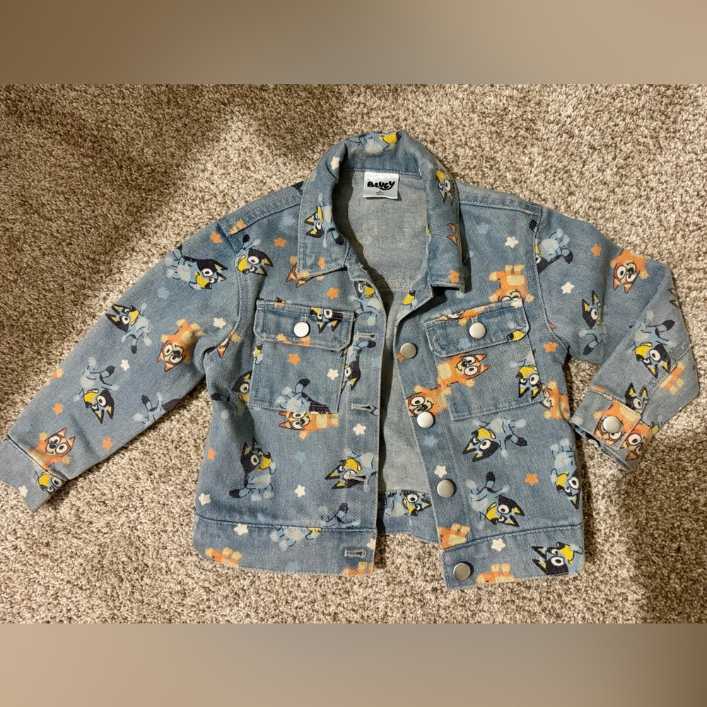 Bluey Jean Jacket with Cartoon Print 2T-NWOT